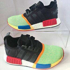 Adidas NMD R1 J Kids Sneakers Black Multi Color Size 4.5Y New